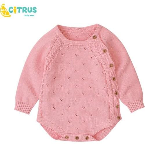CITRUS Newborn Baby Clothes Spring Autumn Long Sleeved Cute Body Suit Baby Cotton Bag Fart Jumpsuit Infant Clothing