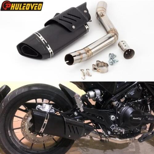 For Benelli TRK502 Exhaust Link Pipe ID:45mm Link Pipe with Motorcycle Exhaust Muffler Shield Cover Mid Pipe for TRK502 Escape