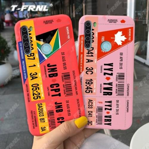 For Redmi Note 8 9 Pro 8T Cute Soft Clear Case for Redmi Note 9S Air Plane Tickets Ins Travel Bangkok Los Angeles City QR Code