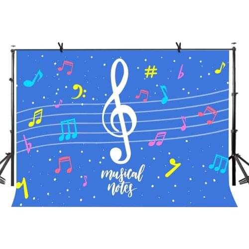 7x5ft Flying Clef Backdrop Dancing Musical Notes Backdrop Blue Background Photography Background Studio Props