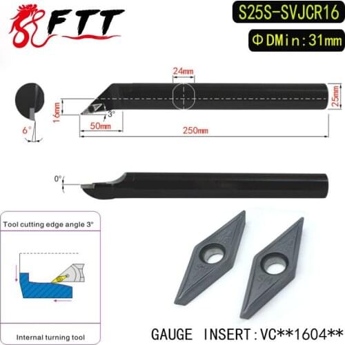 S25S-SVJCR16 3 Degrees Internal Turning Tool Holder For VCMT160404 VCMT160408 Insert Internal Boring Bar Lathe Machine