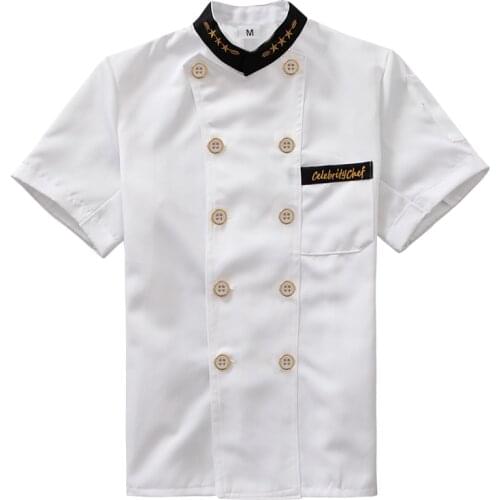 Chef Jacket Food Service Short Sleeved Summer Hotel Chef Uniform Double Breasted Chef Clothing