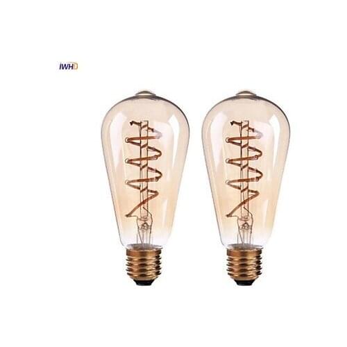 IWHD LED Filament Lamp Edison Bulb E27 4W A19 ST64 G80 Bomoillas Retro Lamp Light Bulbs Gloeilamp Vintage Industrial Decoration