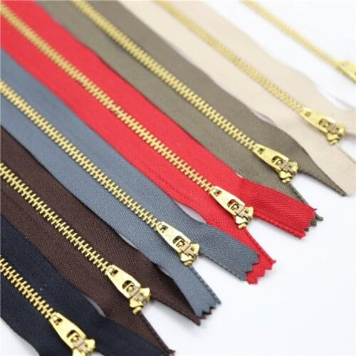 18cm #4 Metal Teeth Brass zipper For Sewing Garment DIY Jeans zipper Accessories 10pcs