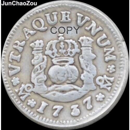 Spain Coins 1737 M.F. Philip V Silver Plated Replica Coin