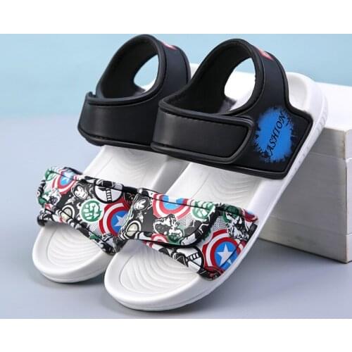 Summer New Soft Non-Slip Beach Shoes Captain America Spiderman Mickey Open Childrens Sandals Wild Boys Girls Student Kids Shoes