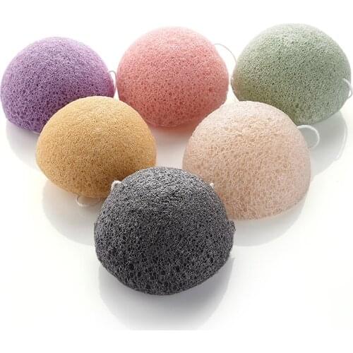 6 PCS/SET Natural Konjac Cosmetic Puff Facial Washing Sponge Face Cleanse Exfoliator Cleansing Sponge Puff Makeup Tools Dropship