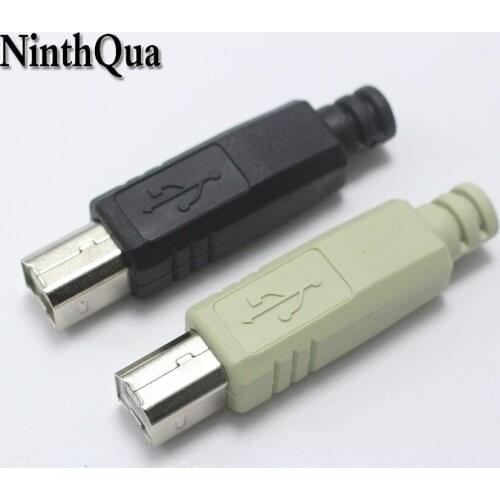 NinthQua 1Pcs DIY USB 2.0 Type B 2 Pin Male Printer Port Assembly Adapter Connector Plug Socket Solder Plastic Shell 4 in 1