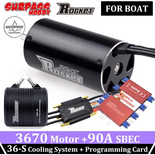 Rocket Brushless Motor Boat 3670 1850KV 2280KV Waterproof 90A SBEC ESC 36-S Cooling System Programming Card Fishing Finder Boat