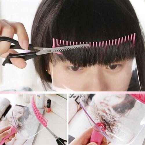 Pink Women Hair Trimmer Fringe Cut Tool Bangs Comb Hair Cutting DIY Hairstyle 2 In 1 Hair Cutting Clippers Trimmer Supporter