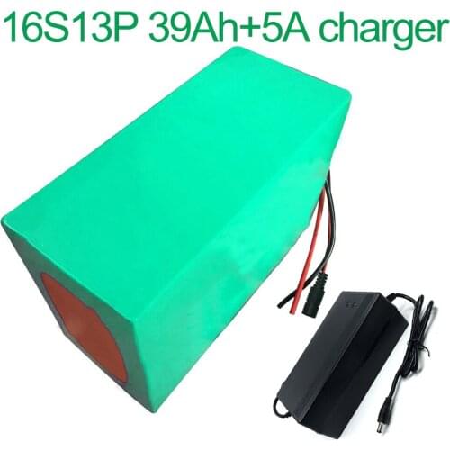 With 5A charger 60V 39Ah 16S13P 18650 Li-ion Battery electric two Three wheeled motorcycle bicycle ebike 255*165*140mm