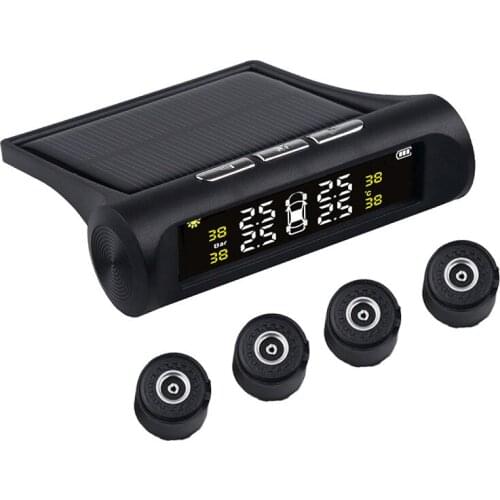 USB or Solar Charging Car TPMS Tire Pressure Monitoring System HD Digital LCD Display Auto Alarm tool Wireless 4 external Sensor