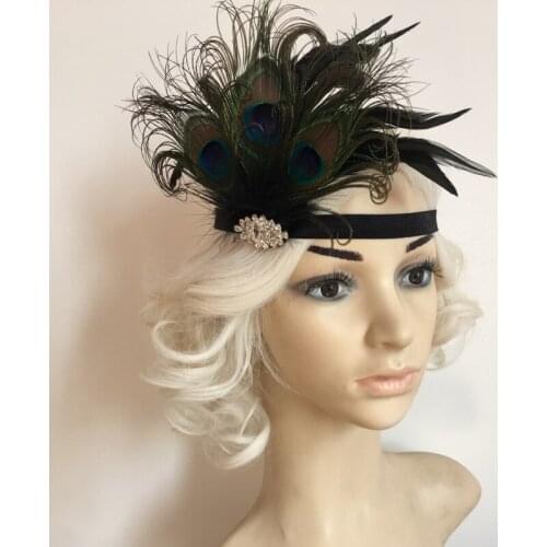 Vintage Ladies 1920s Flapper Headband Rhinestone Wedding Headwear Fascinator