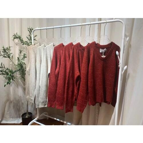 YesasYou/more night more beautiful ~ rotten tomatoes color v-neck sweater coat on female hedge languid is lazy wind outside