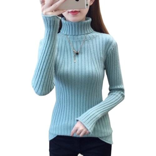 2019 autumn winter New Women Knitted Turtleneck Sweater Casual Soft Jumper Slim Female Elasticity Pullovers Cashmere Knit Tops