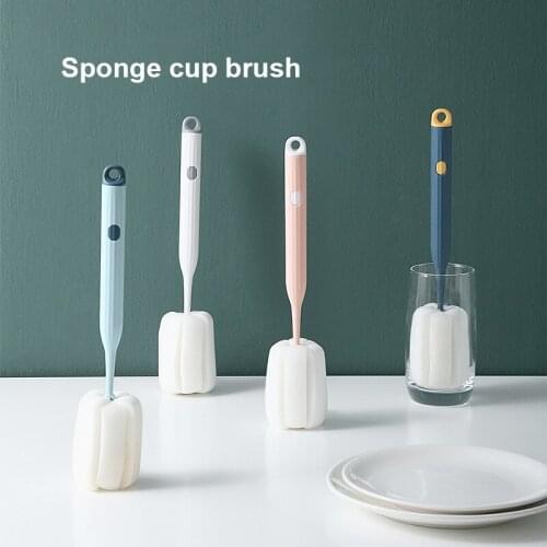 1pcs Long Handle Glass Cup Brush Water Bottle Tea Cup Sponge Cleaning Brush Mug Cup Cleaner and Scrubber Kitchen Gadgets