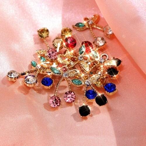 10Pcs Bling Crystal Cherry Charms Gold Metal Zinc Alloy Fruit Jewelry Charm For DIY Earring Making Finding Accessories Wholesale