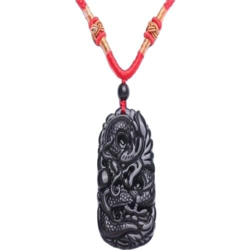 100% NATURAL OBSIDIAN CRYSTAL PENDANT CARVING Dragon pendant