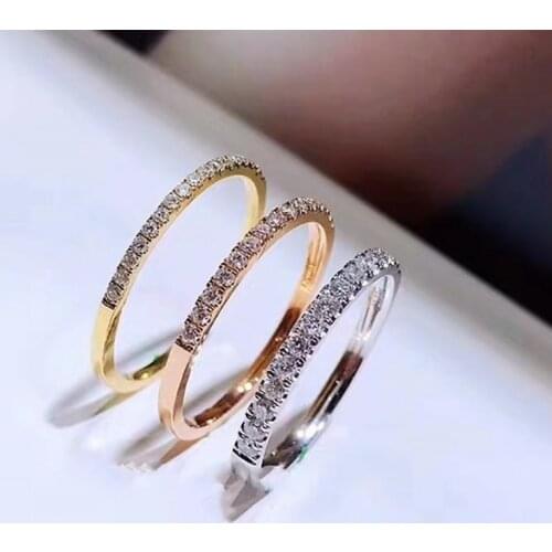 100% Original 925 Sterling Silver Engagement Wedding Jewelry Simple Geometric Round Single Stackable Finger Rings For Women
