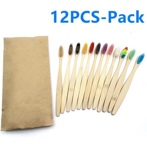12 Piece Adults Bamboo Toothbrush Soft Bristles Eco Plastic-Free Toothbrushes Oral Care Bamboo Tooth Brush Eco Handle