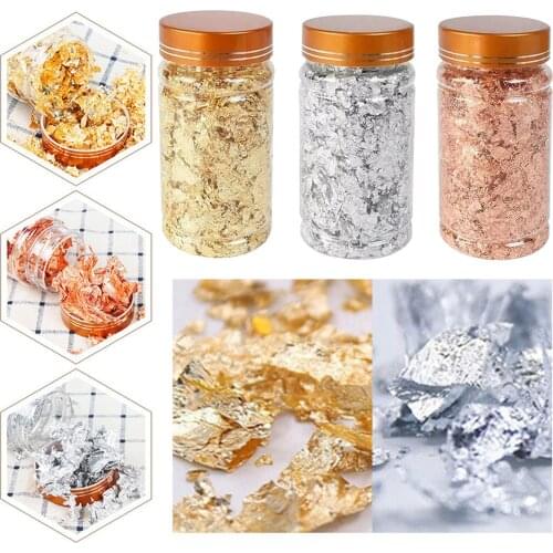 3Pieces 3Grams 3Color Gold Foil Leaf Flake DIY Crafts Nails Slime Decor DIY Nail Art Painting Material Decorating Foil Paper