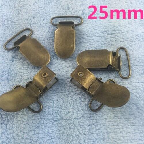 30 pcs/lot) 25mm 1'' Metal Antique bronze color Suspender Clips with Plastic teeth Insert