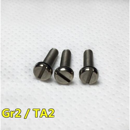4Pcs M2*(3/4/5/6/8/10/12/14/16/18/20mm Length) Titanium Screw Slotted Cylindrical head Bolt DIN84 GR2/TA2 Screws High Quality