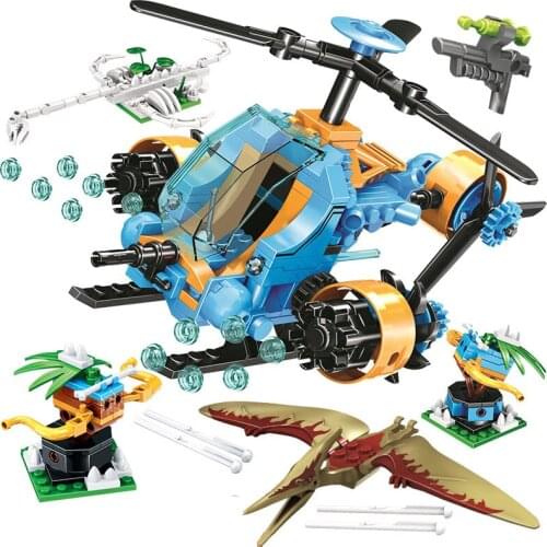 8049 Capture Dinosaur Fighter 307PCS City Jurassic World Building Block Helicopter Character Building Block Set Child Gift