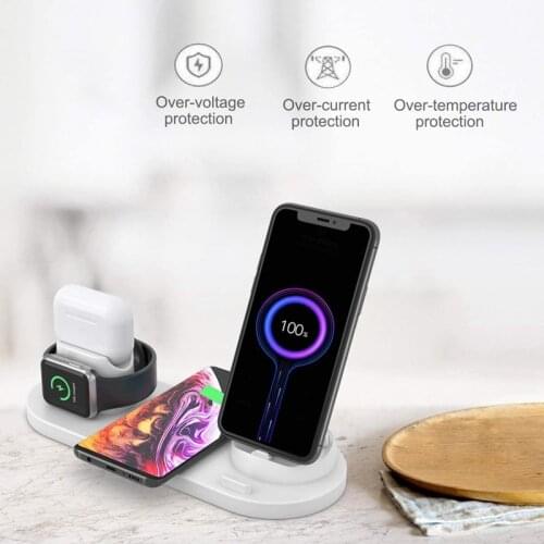 6 in 1 Phone Wireless Charger Stand Multifunction Quick Charge Type-C for iPhone IWatch Wireless Fast Charging