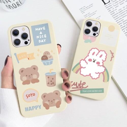 Cute Bear Cartoon Rabbit Case For Xiaomi Poco F3 X3 NFC Redmi Mi Note 10 S 10T 11 9 9S SE 9A 8 8T 7 5 Lite Pro Max Soft TPU Case