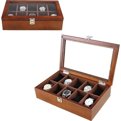 Han 10 Slots Wood Watch Display Box Fashion Black Mechanical Watch Storage Box Case Women Jewelry Gift Case Holder W030