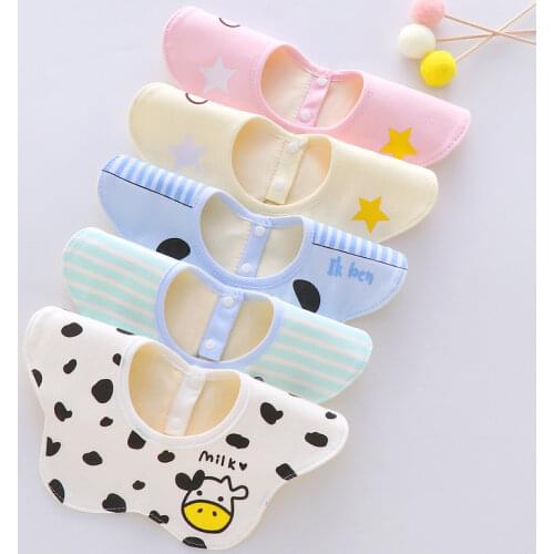 Baby Newborn Bibs 360 Degree Rotation Cotton Infant Toddler Cartoon Animal Bandana Kids Feeding Scarf Waterproof Burp Cloths