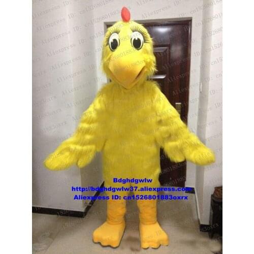 Long Fur Yellow Hen Chick Chicken Chickling Chook Mascot Costume Adult Cartoon Character Group Photo Marketing Planning zx402