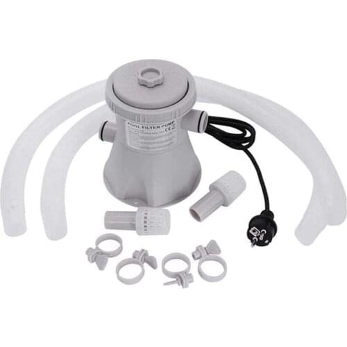 EU plug 220V Electric Swimming Pool Filter Pump Swimming Pool Pump and Filter Kit Pool Pump Paddling Pool Pump Water (Grey)