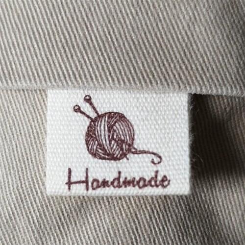 200pcs handmade label in stock/cloth private label printed cotton ribbon label tag garment print tag Retro cotton label