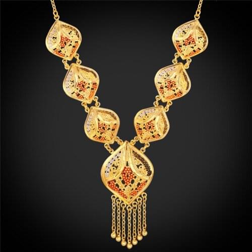 Ethnic Tassel Necklace For Women Fashion New Collares Vintage Choker Necklace Gift Gold Color Indian Jewelry N895