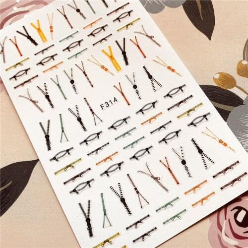 F-314 to 438 Zipper Clock Monkey Owl 3D Back glue Nail decal Nail sticker Nail decoration Nail art Nail tool Nail ornament