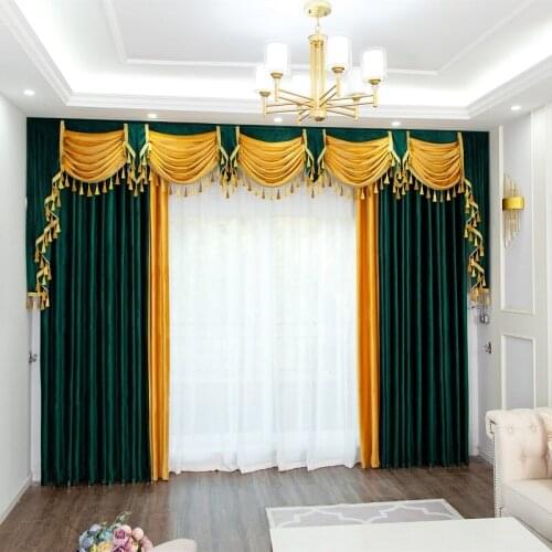 Finished Custom Classical Retro European Curtain Dutch Velvet Curtains Thickened Color Matching Curtains for Living Room Bedroom