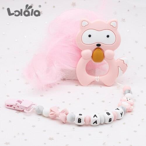 Personalized Name Silicone Beads Teething Pacifier Clips BPA Free Pacifier Chain Holder Nipples for Baby Chew Toys Dummy Clip