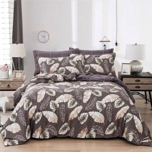 Classic Banana Leaf Plaids Geometric 2/3pcs Bed Cover Set Tropical Leaves Duvet Cover Pillowcases Comforter Bedding Set