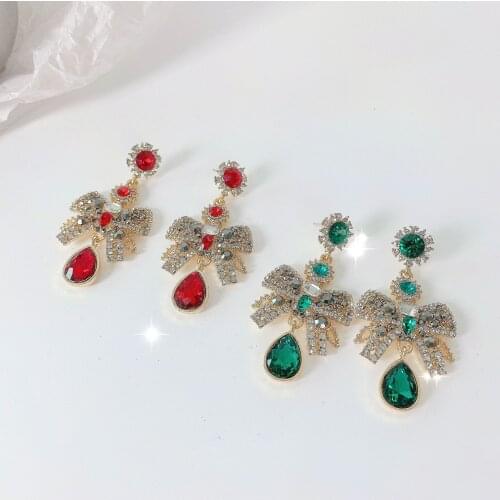 Korean Bowknot Drop Women Earrings 2021 Trend Fashion Colorful Stone Chain Tassel Summer Holiday Brincos Jewelry Gift