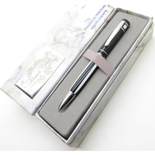 Wings Marble Deluxe T409 Black White Pearlescent Ballpoint Pen | İsme Special Pen | Gift Pen