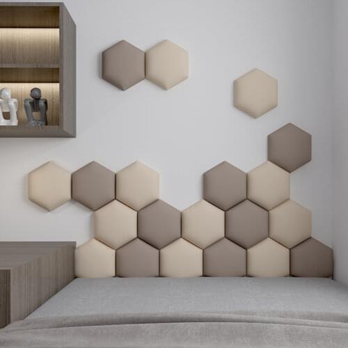 Multi-colour Hexagonal Headboard Soft Bag Set 3D Wall Sticker Tatami Bed Headboard Wall Decorativn Self-adhesive Decor Loft