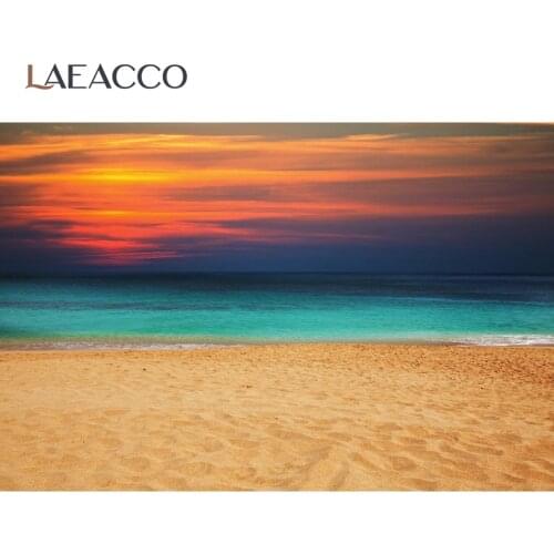 Laeacco Summer Tropical Sunset Glow Beach Sand Scenic Background For Photography Photographic Backdrop Photo Studio Photocall