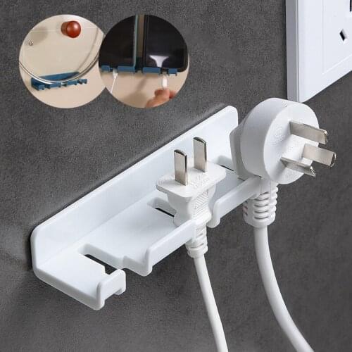 Multifunctional Phone Charging Holder Household Storage Shelf Kitchen Paste Free Punching Hook Bathroom Toothbrush Key Hanger