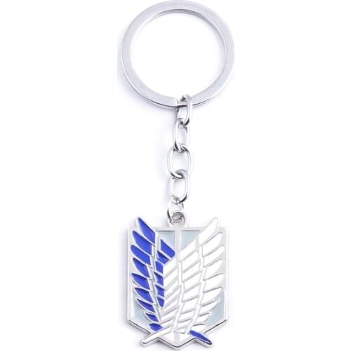 Fashion Anime Attack On Titan Pendant Keychain Scoating Legion Badge Jiyuu No Tsubasa Keychain Cosplay Eren Jager Mikasa Ackerma