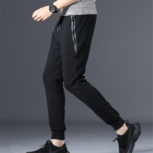 Mens casual pants, spring mens sports nine-point pants, tide brand knitted pants, health pants, beam pants