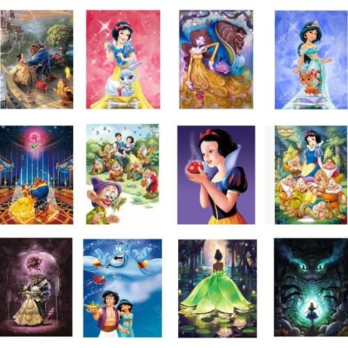 Disney 5D Diamond Painting Set Cartoons Princess Series Cross Stitch Kits Diamond Embroidery Mosaic Home Decor Wall Art Gift