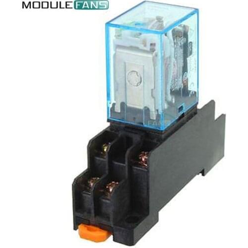 Coil Power Relay 12V DC Miniature Relay DPDT 8 Pins 10A 240VAC LY2 LY2 JQX-13F With PTF08A Socket Base