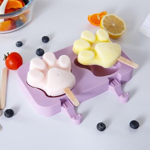 Silicone Popsicle Mold DIY Homemade Ice Cream Mold Kawaii Big Size Jello Popsicle Maker With Lid & Wood Stick Kitchen Supplies
